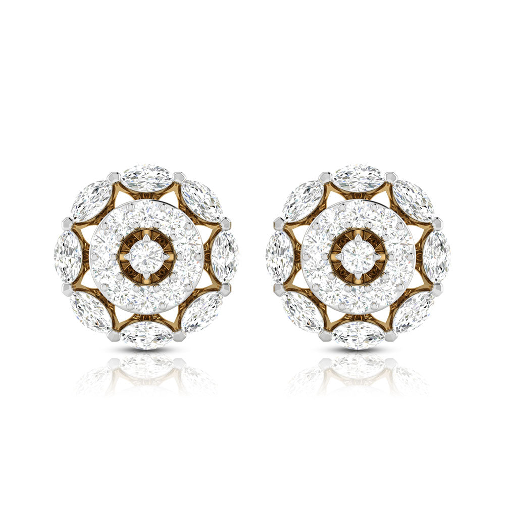 Gleaming Diamond Wheel Earrings