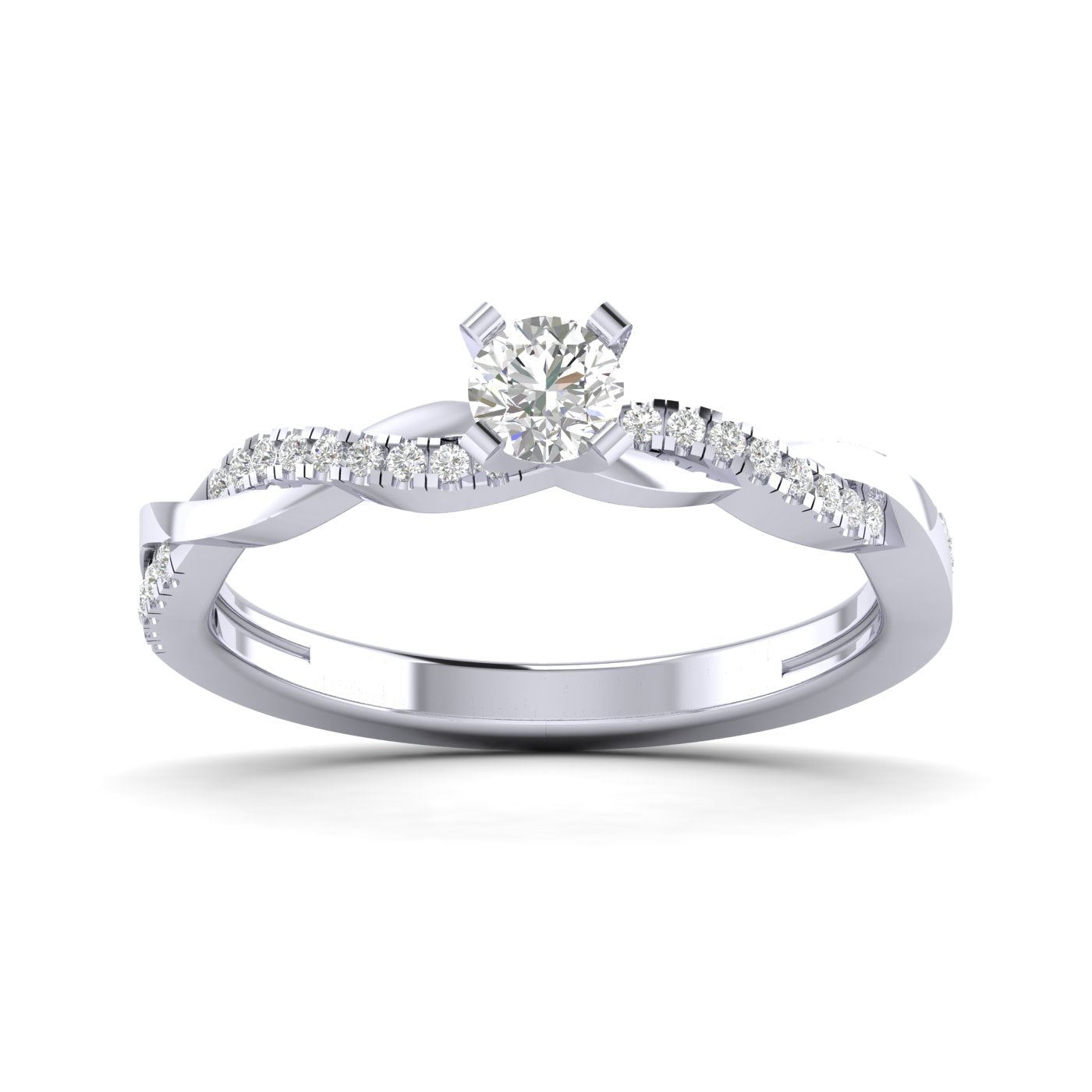 Swirling Solitaire Diamond Ring