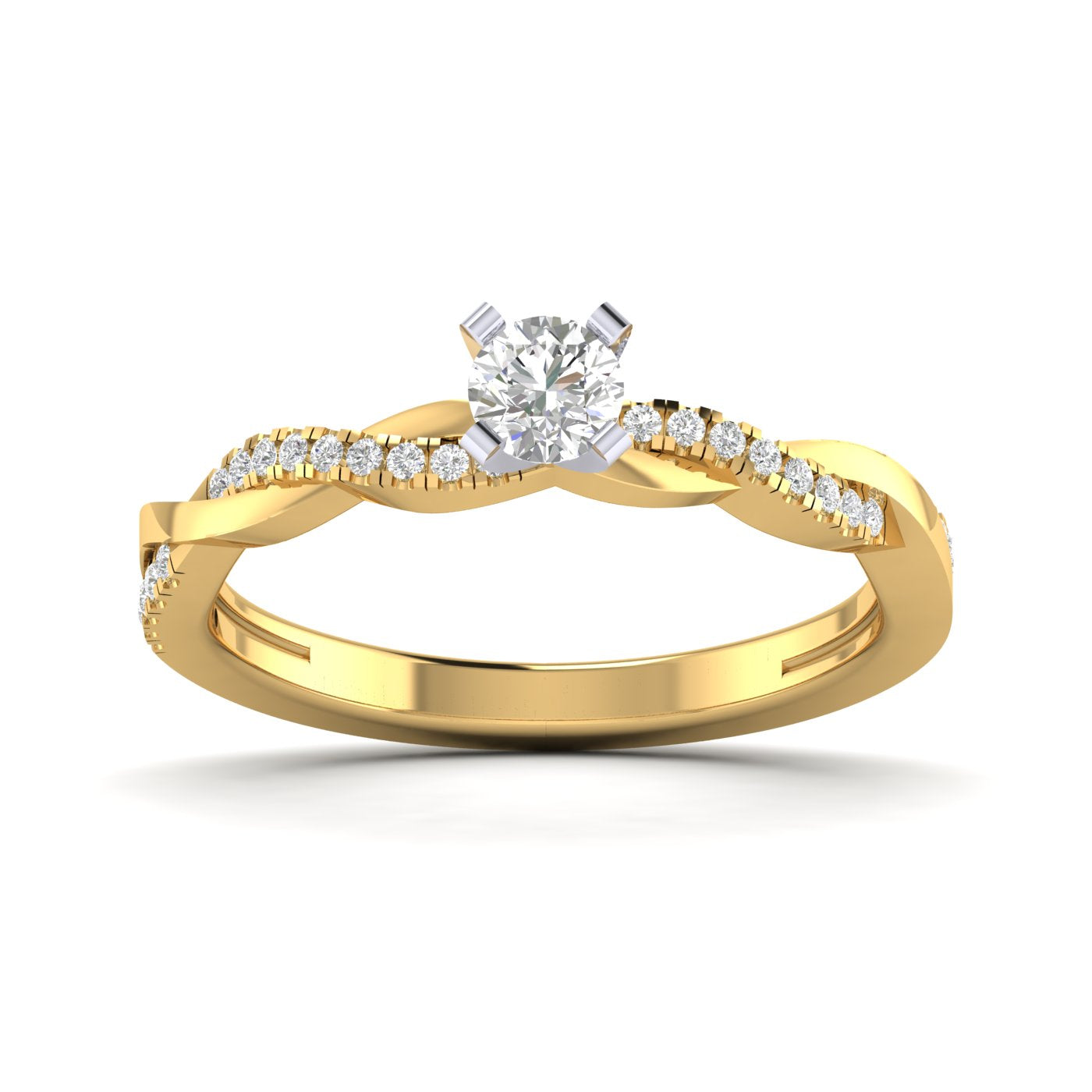 Swirling Solitaire Diamond Ring