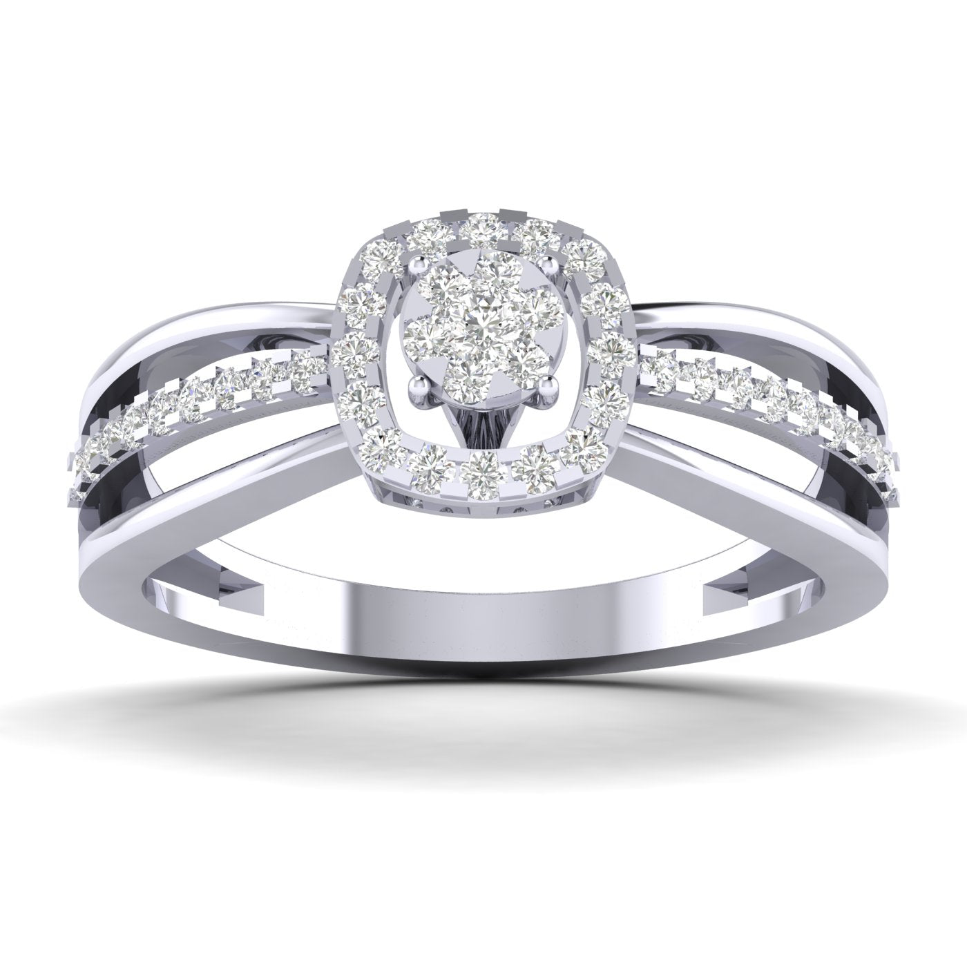 Tri-Band Halo Diamond Ring