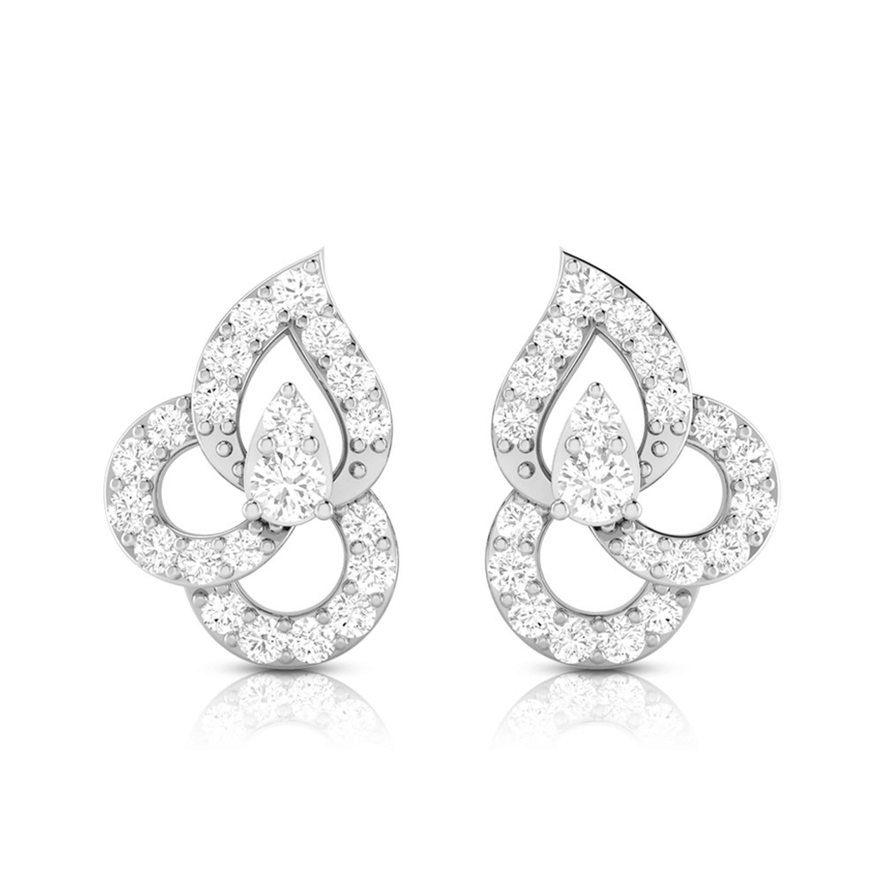 Glistening Leaf Diamond Earrings
